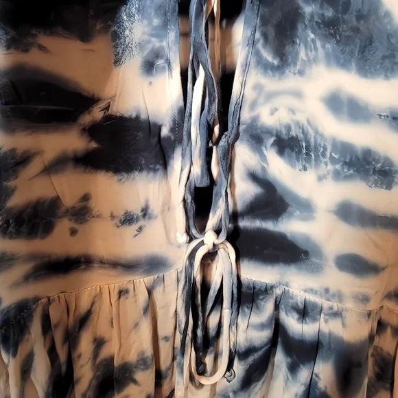 Young Fabulous & Broke Dawn Boho Tie Dye Safari Blue Maxi Dress RARE FIND LARGE - Picture 3 of 9